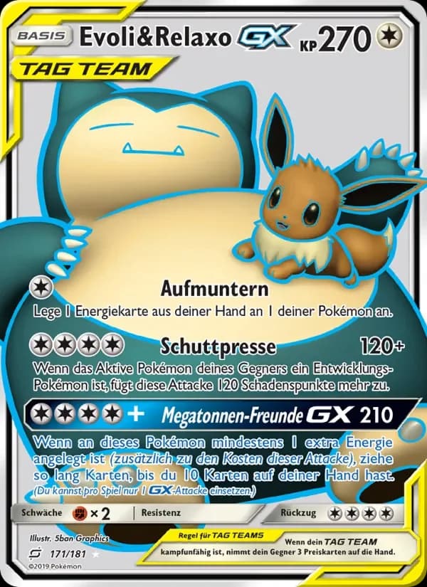 Sammelkarte Evoli & Relaxo GX